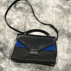 Michael Kors Black and Blue Crossbody Bag with Signature Design